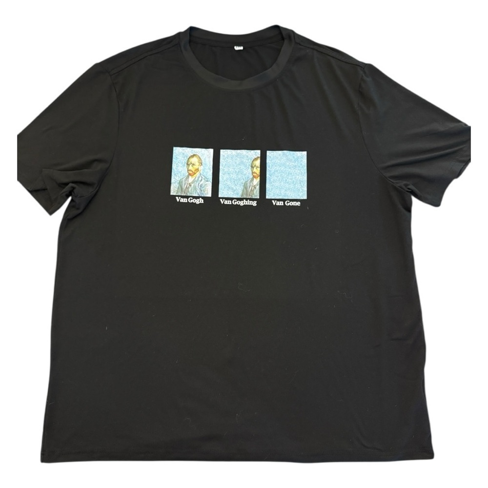 Unisex Van Gogh Black Graphic T-Shirt 2XL